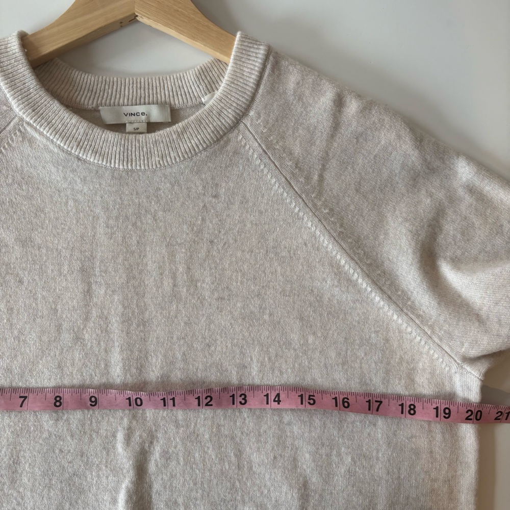 Vince. || Wool Cashmere Sweatshirt Raglan Crewneck Oatmeal Cream Beige Small - Picture 5 of 8